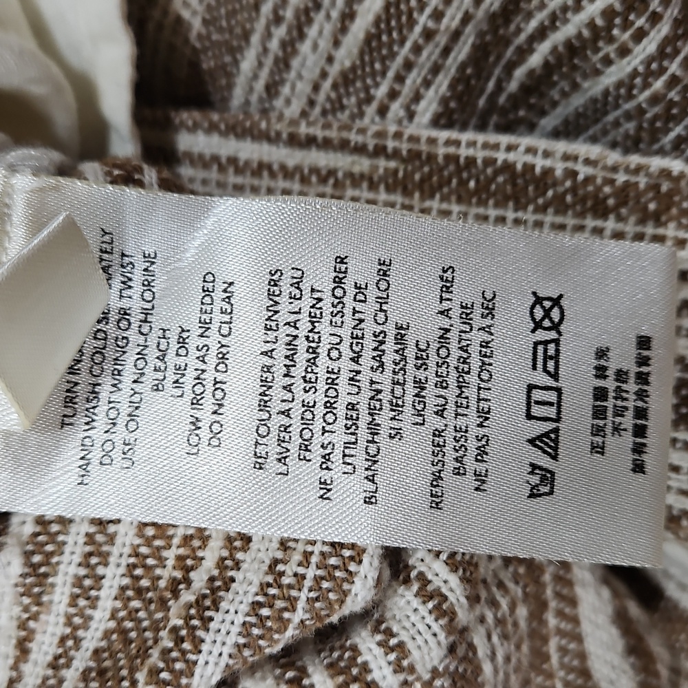 Free People Marta Yarn Dye Trousers White Tan Size 2 100% Cotton - Picture 11 of 13